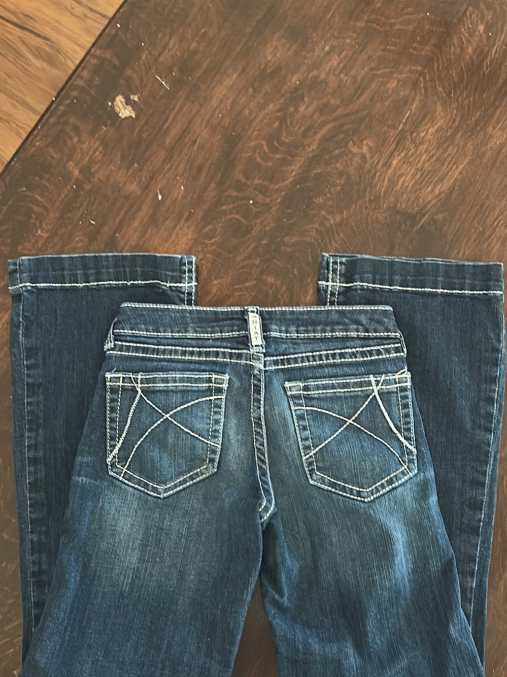Ariat Kids Dark Blue Denim Jeans with White Topstitching - Picture 4 of 4